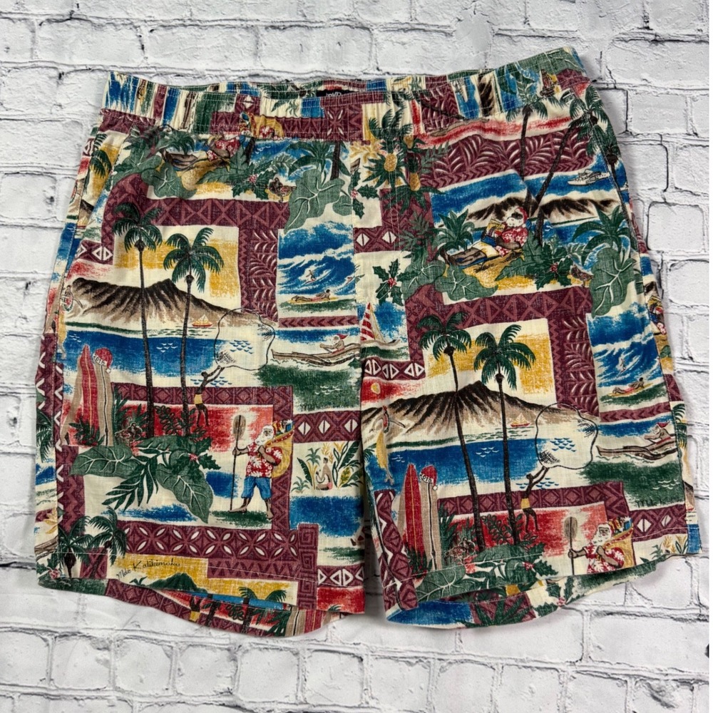 Reyn Spooner Shorts XL Mele Kalikimaka Christmas Santa Hawaiian Tropical Resort